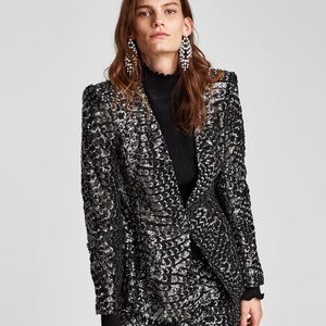 silver sequin jacket zara